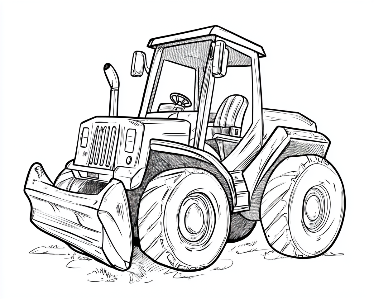 Traktor s prednou radlicou a veľkými kolesami