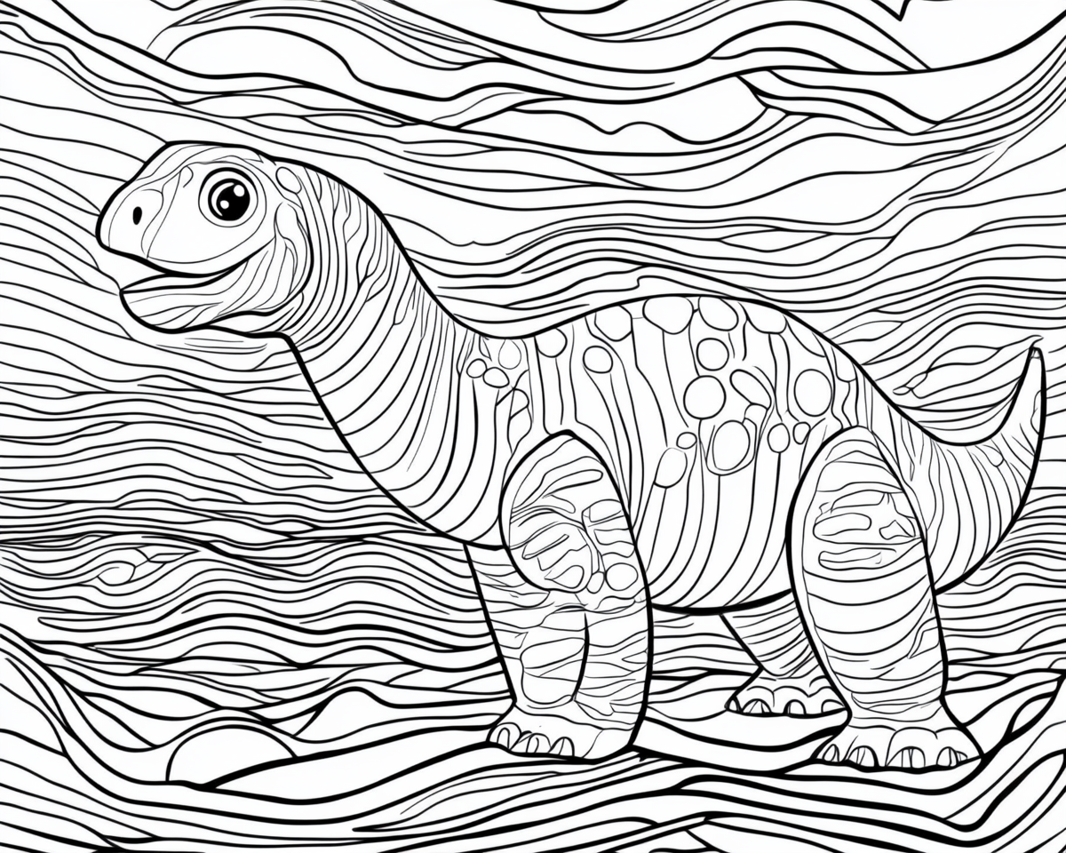 Pruhovaný dinosaurus na pozadí z vĺn