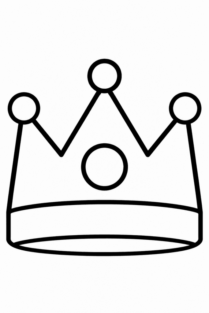 Omaľovánka jednoduchej koruny zdobenej kruhovými detailmi