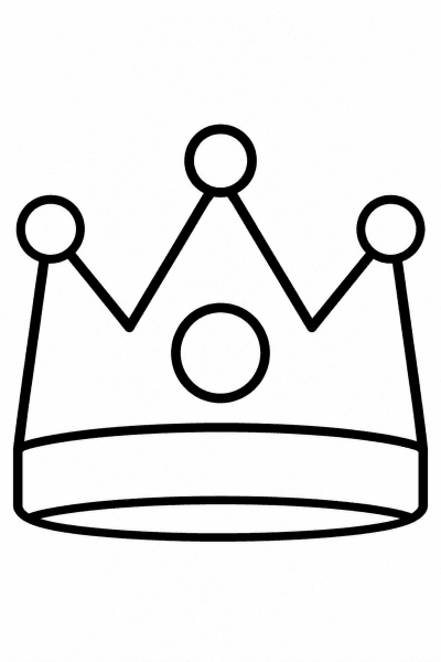 Omaľovánka jednoduchej koruny zdobenej kruhovými detailmi