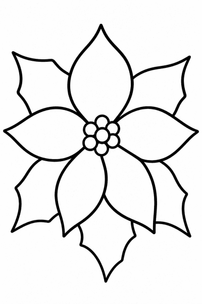 Omaľovánka kvetu poinsettie, vianočnej ruže