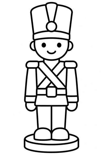 Omaľovánka hračkového vojačika v uniforme, ktorý stojí na podstavci
