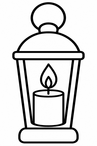 Omaľovánka sviečky v sklenenom lampáši