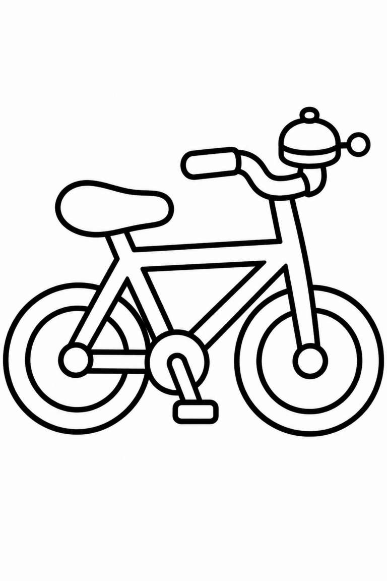Omaľovánka bicykla so zvončekom na riadidlách
