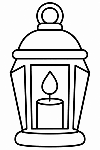 Omaľovánka lampáša s horiacou sviečkou vo vnútri