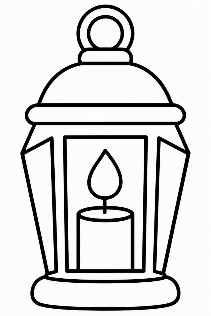 Omaľovánka lampáša s horiacou sviečkou vo vnútri