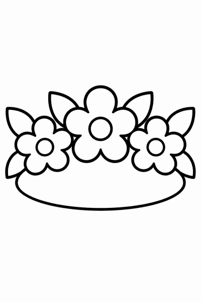 Omaľovánka korunky spletenej z kvetov a lístkov