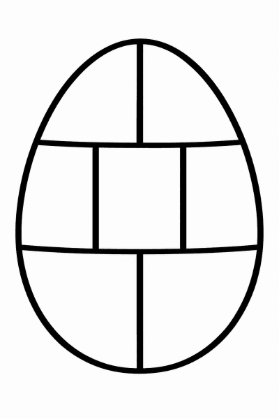 Omaľovánka veľkonočného vajíčka s jednoduchým geometrickým vzorom