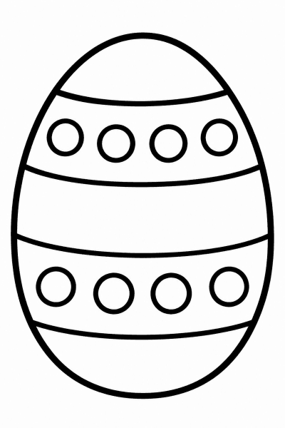 Omaľovánka veľkého veľkonočného vajíčka zdobeného pásikmi a bodkami