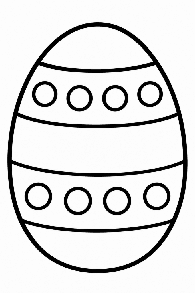 Omaľovánka veľkého veľkonočného vajíčka zdobeného pásikmi a bodkami