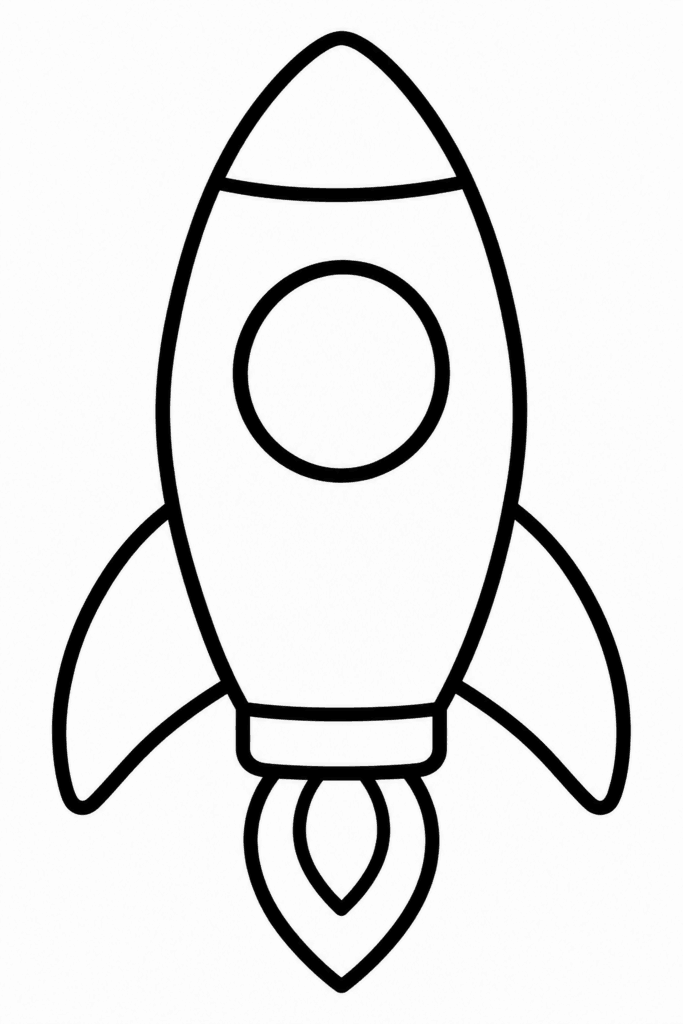Omaľovánka rakety pripravenej na let do vesmíru