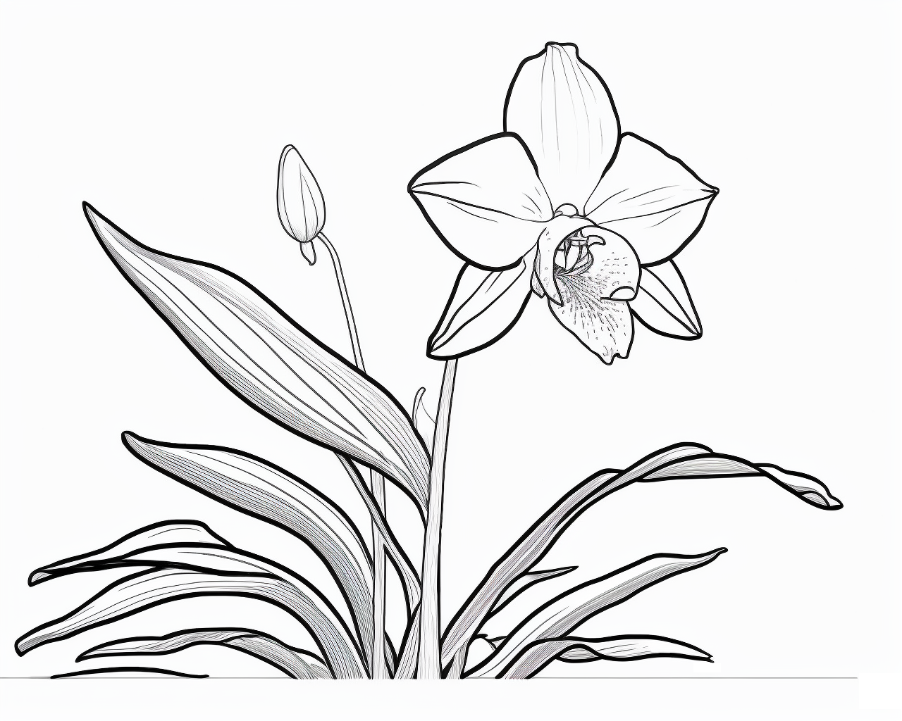 Orchidea s púčikom a dlhými listami