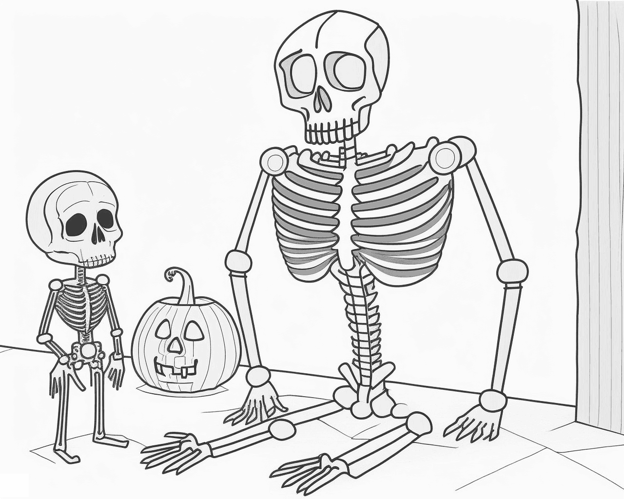 Dvaja kostlivci a halloweenska tekvica